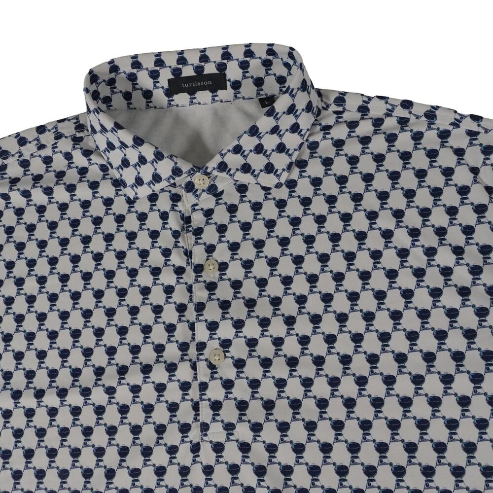 Turtleson BBQ Grill Geometric Performance Golf Polo Shirt Men's Large